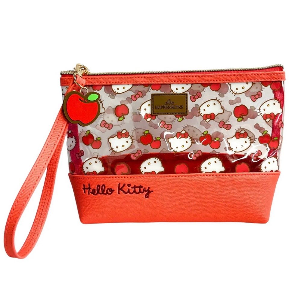 Hello Kitty Coral Red Apple Wristlet Pouch